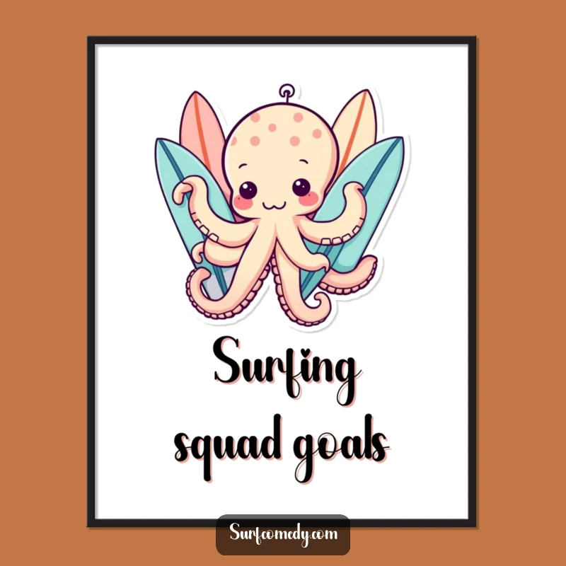 Funny Kawaii Octopus Digital Art - Instant Multi-Surfboard Decor