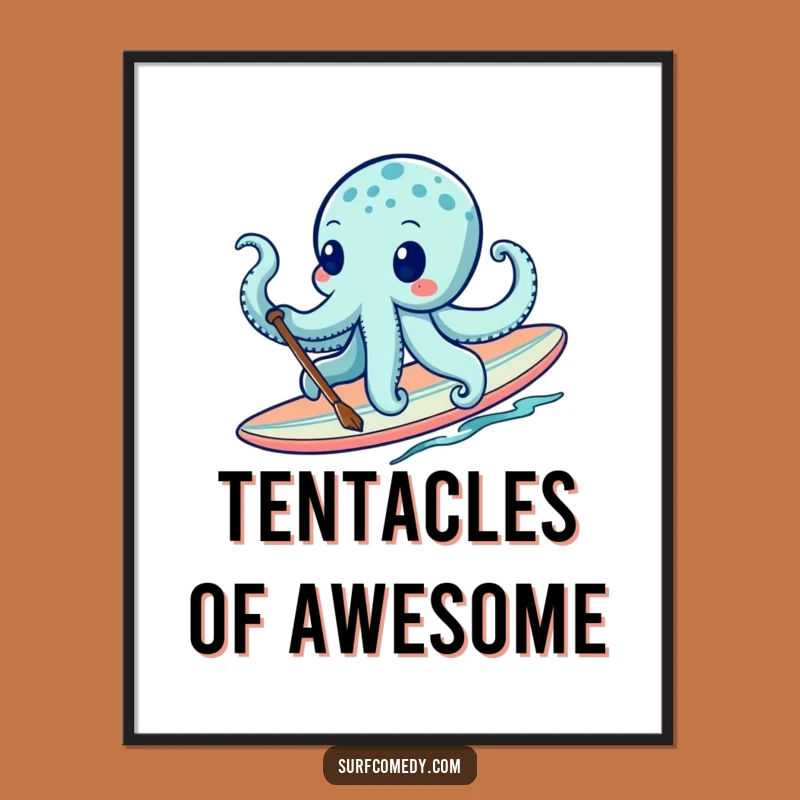Funny Octopus Surf Digital Art - Instant Aquatic Humor & Gift