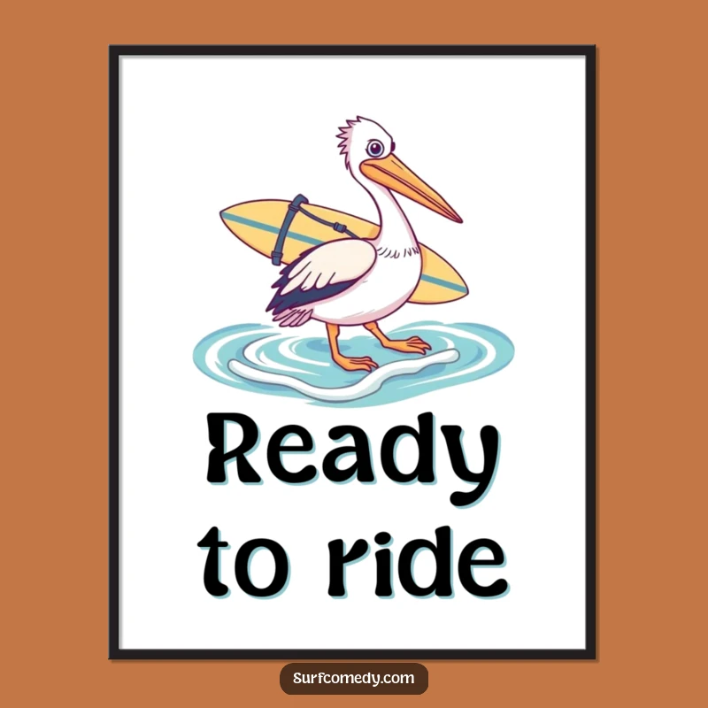 Funny Pelican Surfer Digital Art - Instant Download for Beach Decor