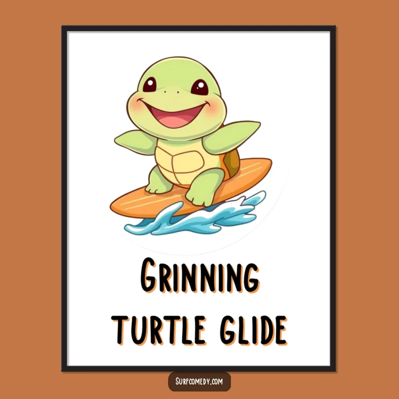 Funny Sea Turtle Surfing Digital Art - Instant Beach Decor