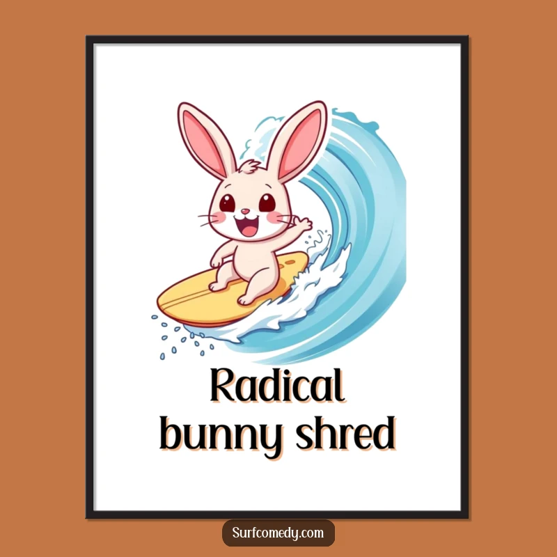 Funny Surfer Rabbit Digital Art: Exhilarated Bunny on Wave - Instant Funny Gift!