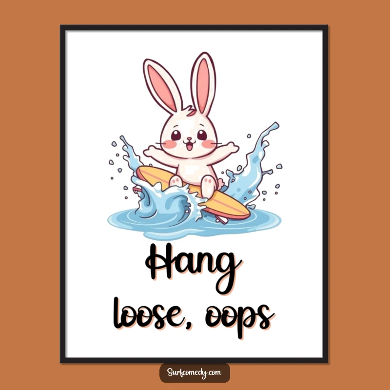 Funny Surfer Rabbit Wipeout Digital Art: Instant Beachy Humor Print