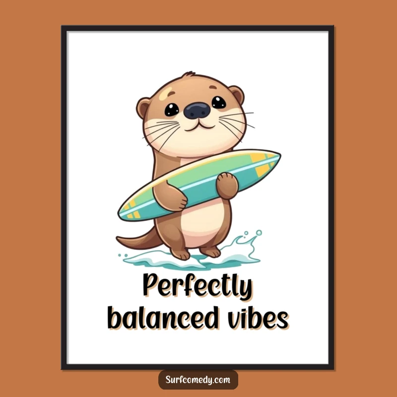 Funny Otter Surfing Digital Art Print - Hilarious Instant Download for Decor