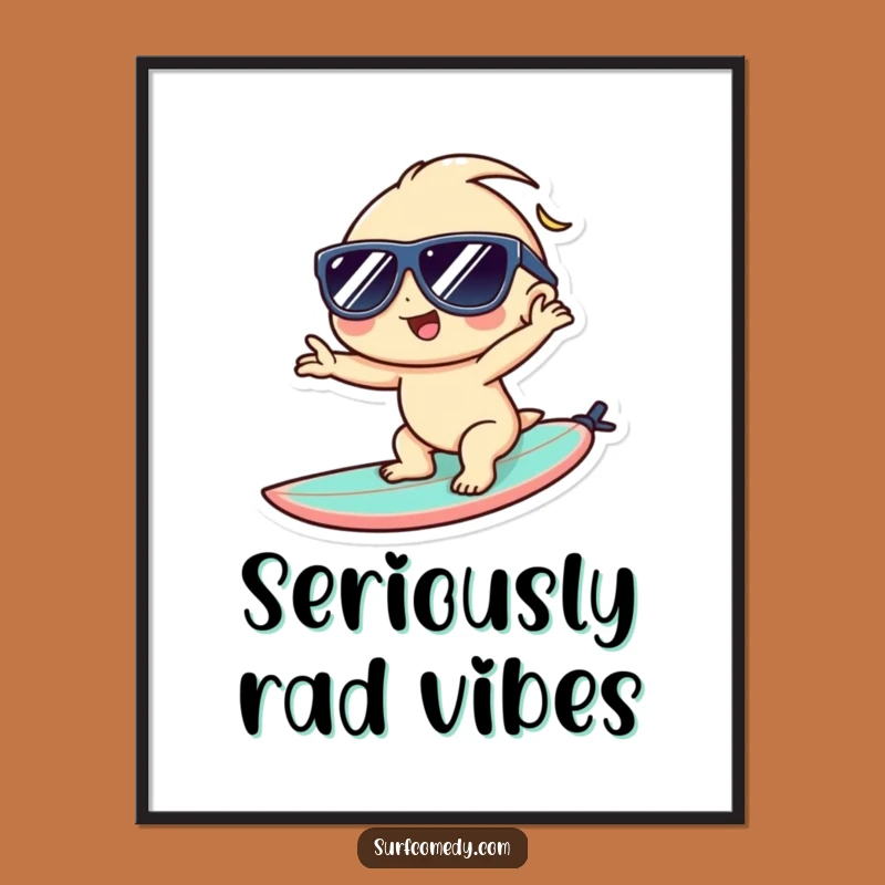 Funny Kawaii Surfer Digital Art - Instant Cool Beach Decor Download
