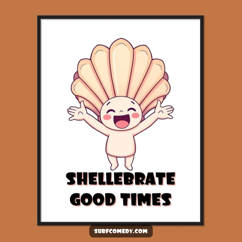 Funny Seashell Catcher Art Print: Joyful Design for Beachy Spaces