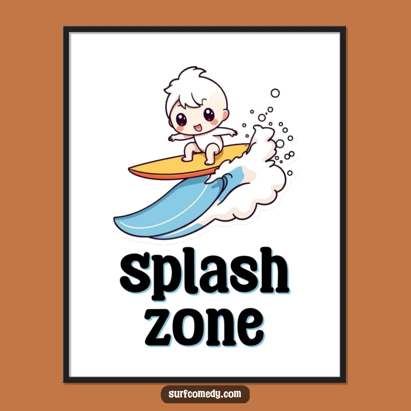 Funny Kawaii Surfer Wipeout Digital Print: Instant Beach Humor for Walls