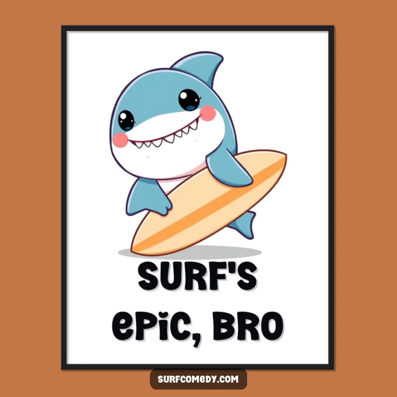 Funny Kawaii Shark Digital Art - Instant Hilarious Wall Decor Download