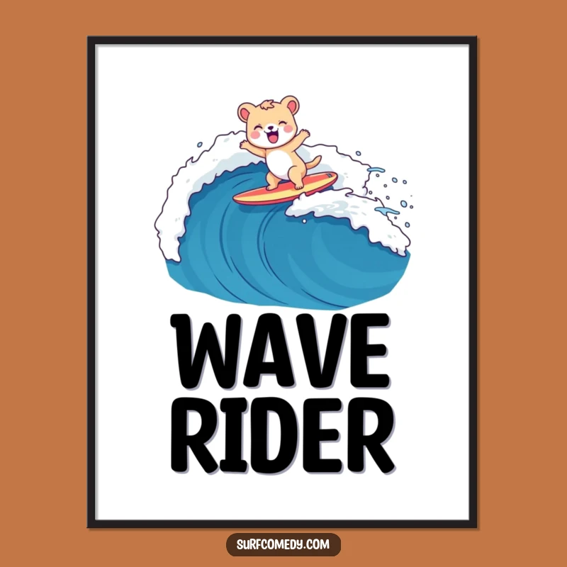 Funny Surfer Animal Digital Art: Epic Ride, Instant Adventure, Gift