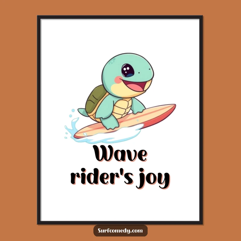Funny Sea Turtle Surfing Digital Art: Instant Beachy Smiles Delivered
