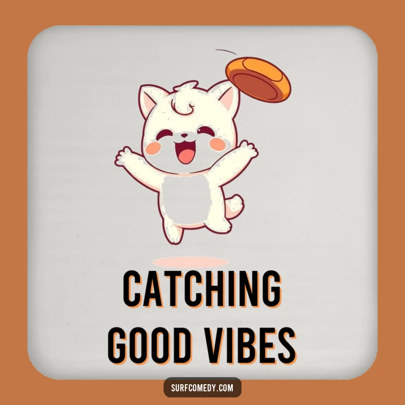 Funny Kawaii Frisbee Catcher Coaster - Protect Surfaces with Playful Charm