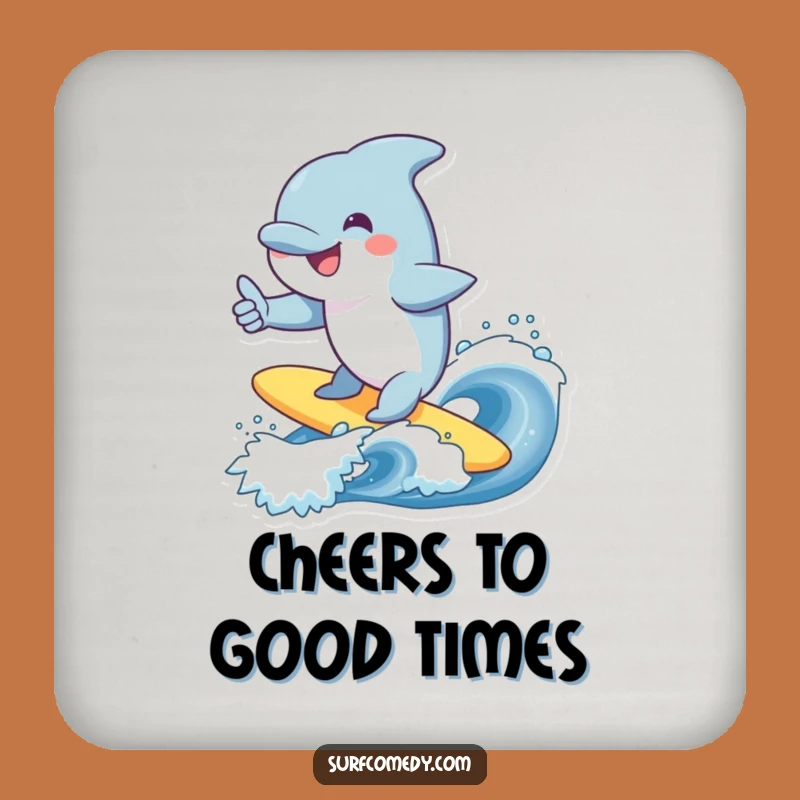Funny Dolphin Surfing Wave Coaster - Cheerful Marine Drink Gift!
