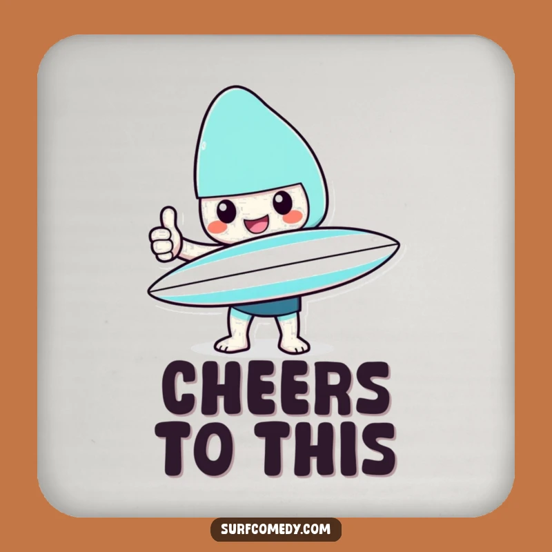Funny Kawaii Surfer Thumbs Up Coaster: Cheerful Beach Charm for Tables