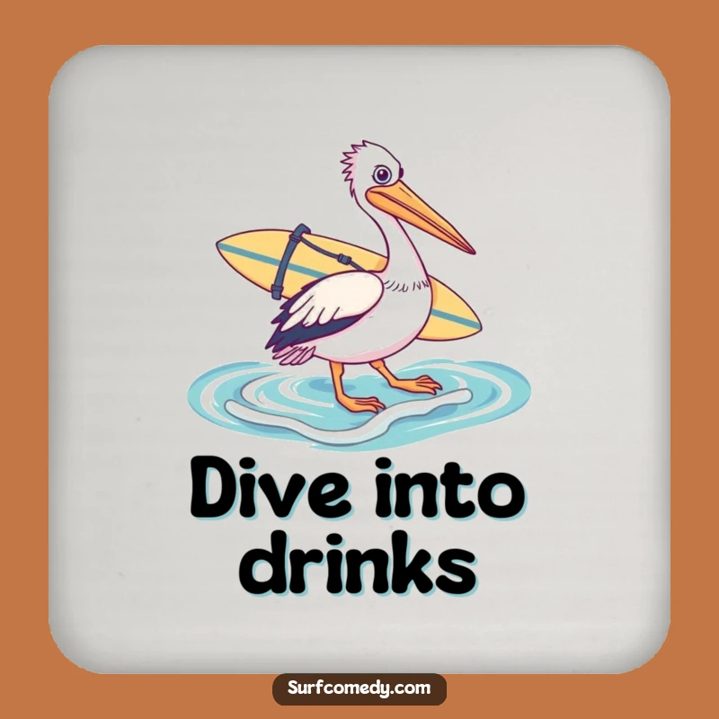 Funny Pelican Surfer Drink Coasters - Protect Surfaces with Beach Humor