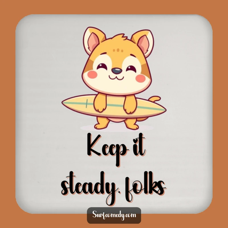 Funny Animal Surf Balance Coaster - Cheerful Grin Table Art!