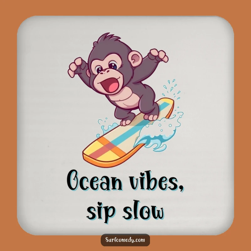 Funny Gorilla Surfing Dive Coaster - Hilarious Table Protector Gift for Drink Lovers