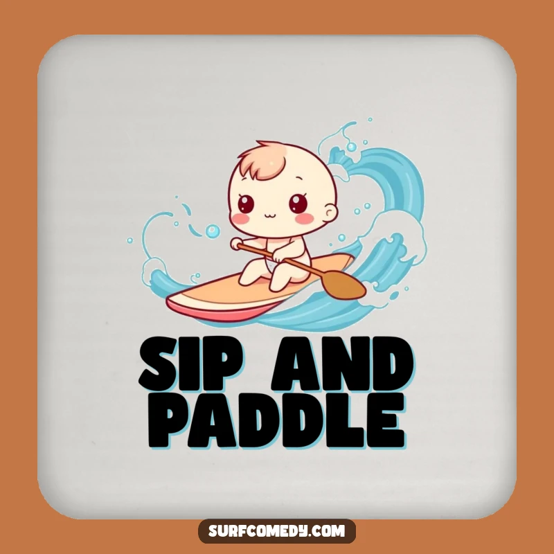 Funny Kawaii Ocean Paddler Coaster: Coastal Charm for Your Table
