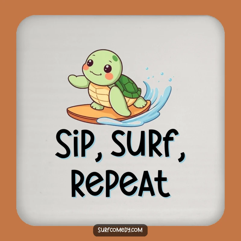 Funny Kawaii Turtle Surfing Coaster Set, Table Protection Gift