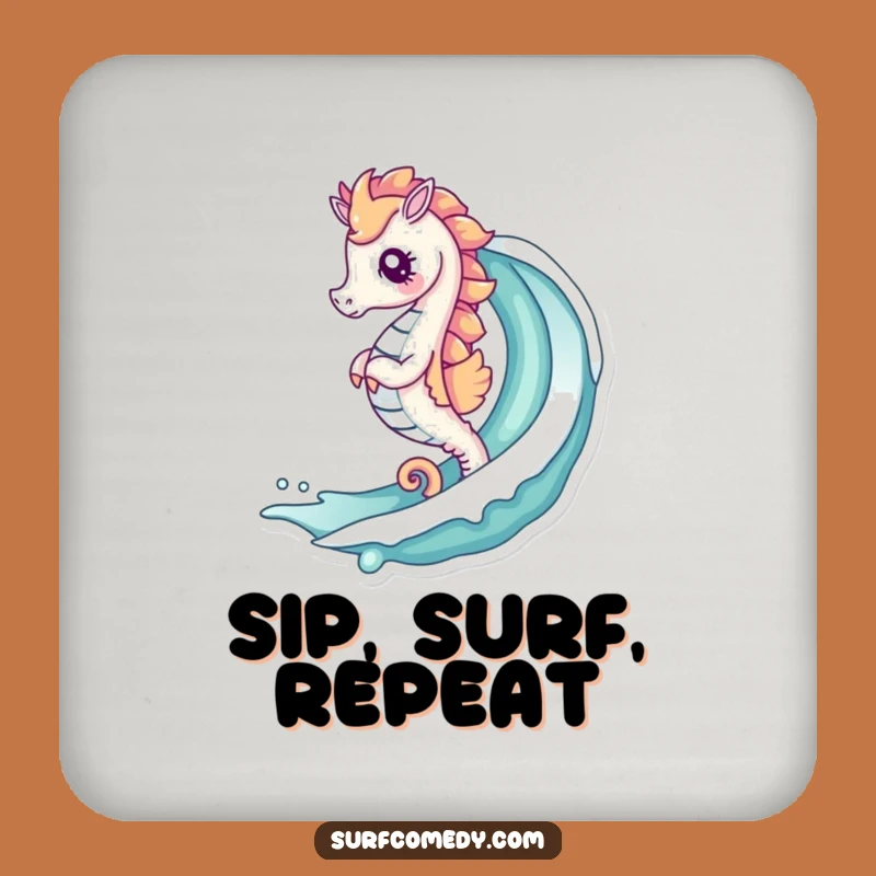 Funny Kawaii Seahorse Wave Coaster Set - Cute Ocean Table Gift