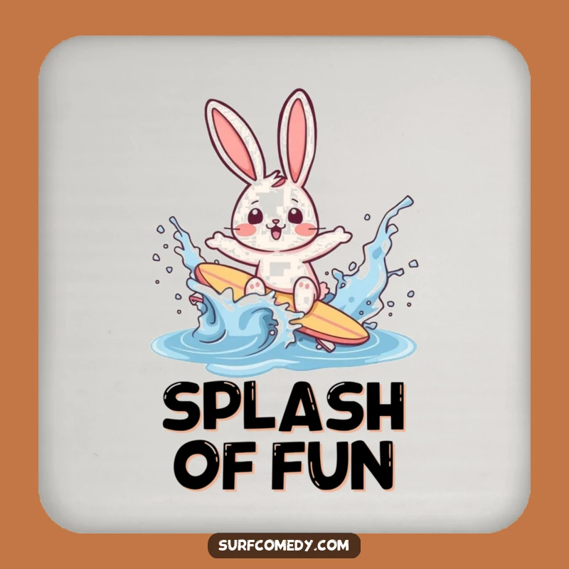 Funny Surfer Rabbit Coaster: Protect Surfaces With Splashy Fun