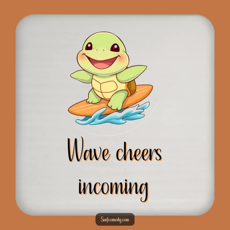 Funny Sea Turtle Surfing Coaster Set - Protect Surfaces Gift