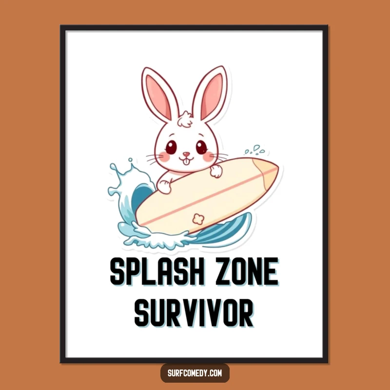 Funny Rabbit Surfer Shield Poster - Hilarious Wave Art Print Gift