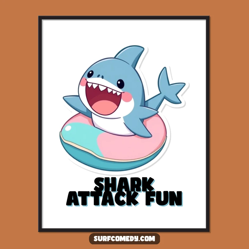 Funny Shark Inner Tube Poster: Hilarious Ocean Art for Instant Smiles!