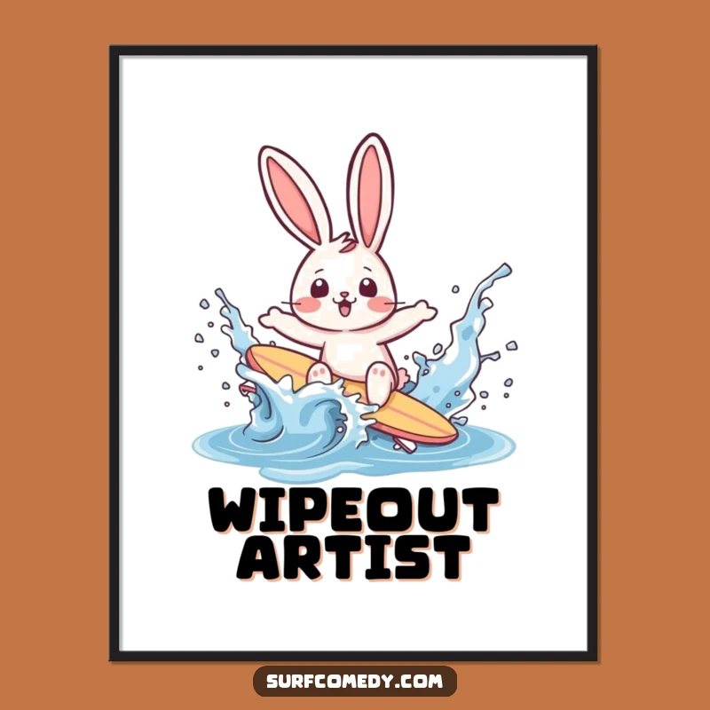 Funny Surfer Rabbit Wipeout Art Print: Hilarious Beach Decor