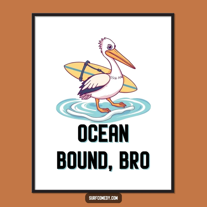 Funny Pelican Surfer Poster - Coastal Wall Art with Humorous Vibes