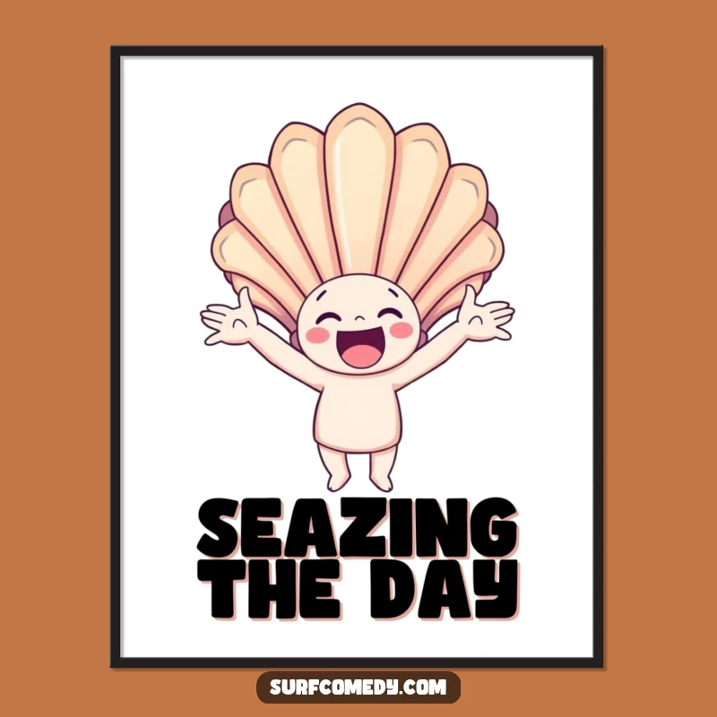 Funny Seashell Catcher Poster: Joyful Art for Beachy Walls
