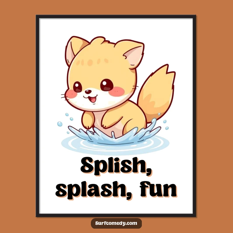 Funny Water Splash Poster - Art Print of Mischievous Animal Tail Fun