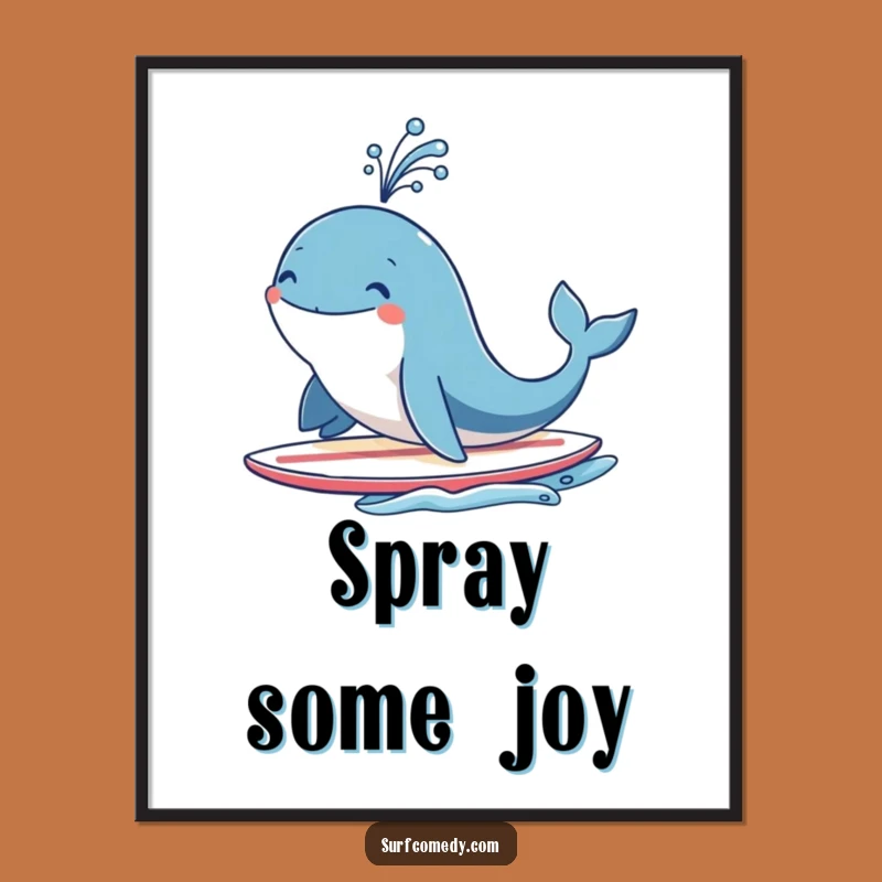 Funny Whale Surf Poster: Spouting Fountain Art, Whimsical Ocean Decor Gift