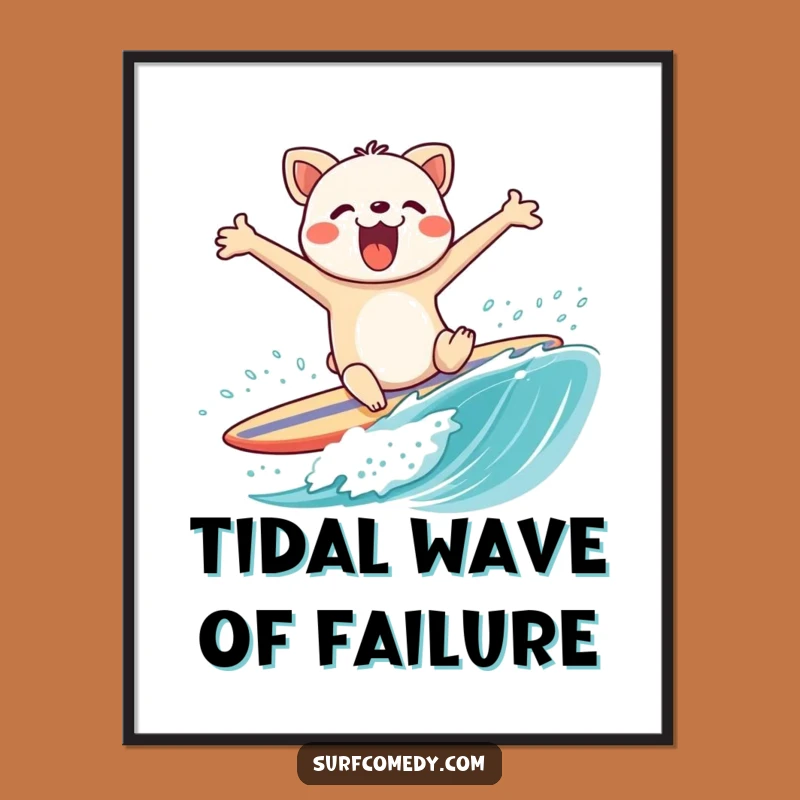 Funny Animal Surf Wipeout Poster - Hilarious Beach Fail Art!