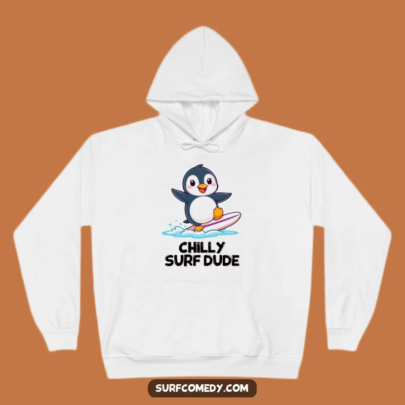 Funny Penguin Surfing Hoodie: Cozy Up with Polar Chuckles