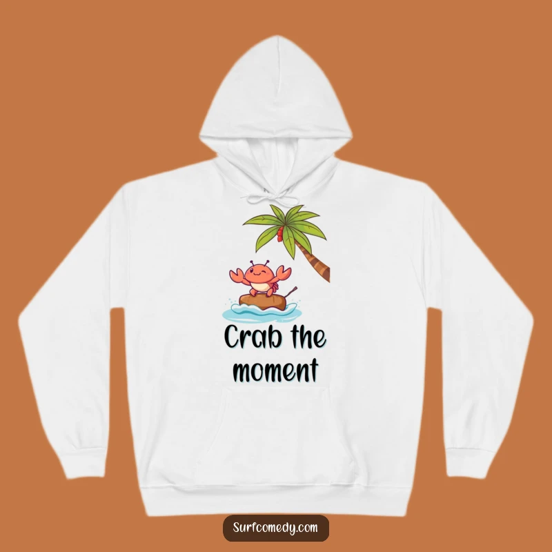 Funny Kawaii Crab Coconut Surf Hoodie: Cozy Beach Vibes, Adorable Funny Gift