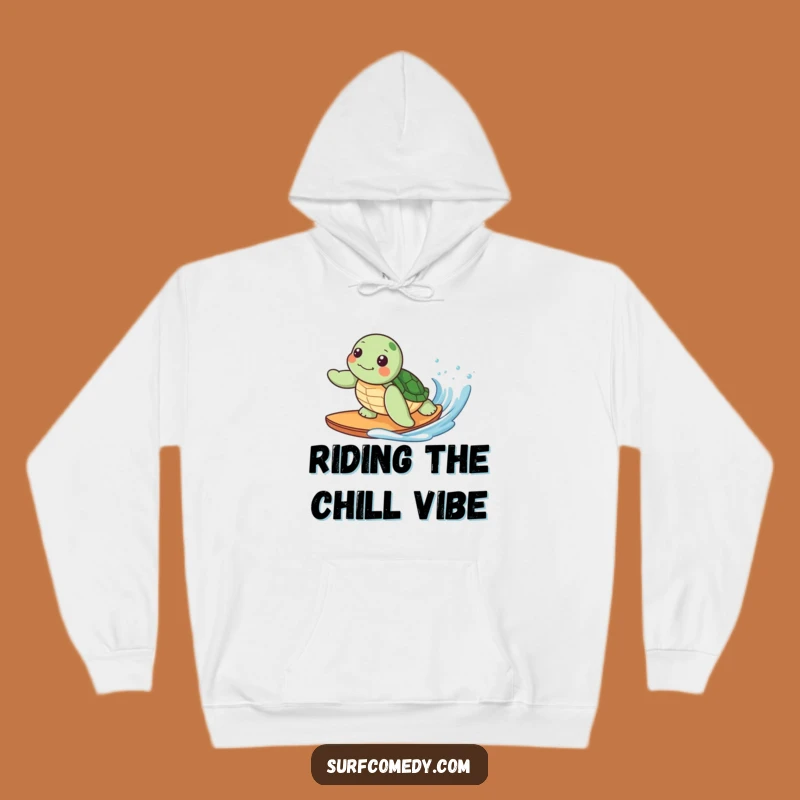 Funny Kawaii Turtle Surfing Hoodie, Cozy Ocean Adventure Sweatshirt