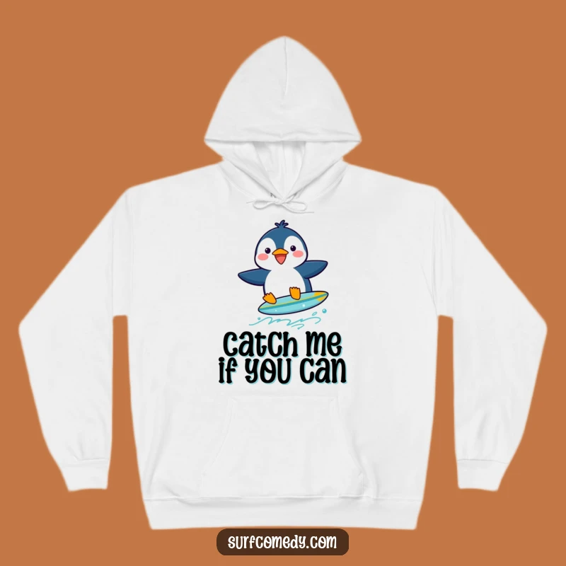 Funny Penguin Surfer Hoodie: Cozy Winter Laughs and Cool Arctic Vibes Gift