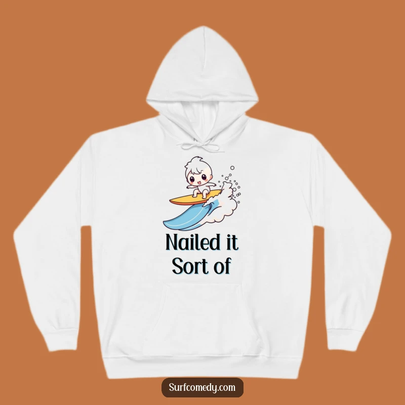 Funny Kawaii Surfer Wipeout Hoodie: Cozy Beach Fail Gear for Fun Enthusiasts
