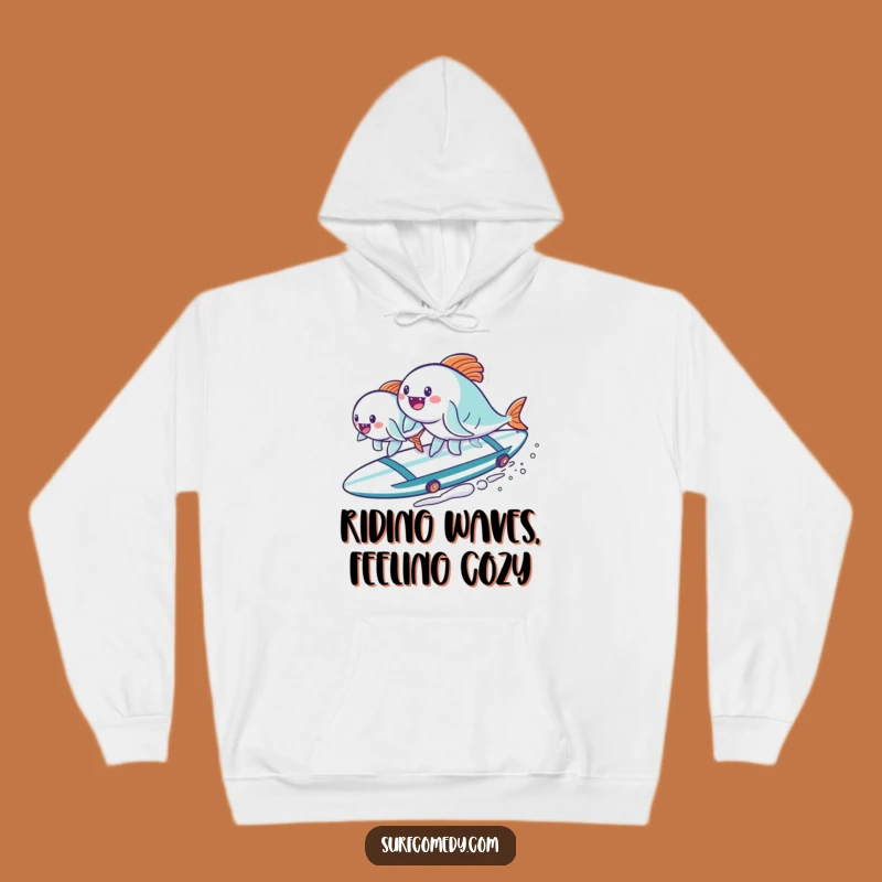 Funny Kawaii Fish Surfboard Hoodie - Cozy & Hilarious Winter Surf Gear Gift