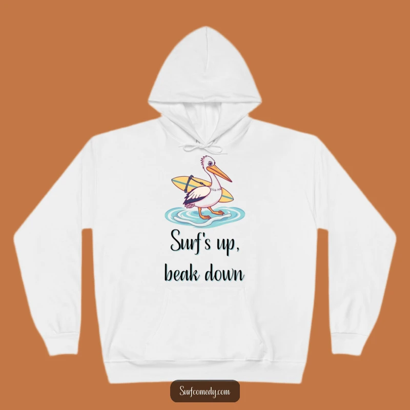 Funny Pelican Surfer Hoodie - Cozy & Hilarious Beach Lover Gift