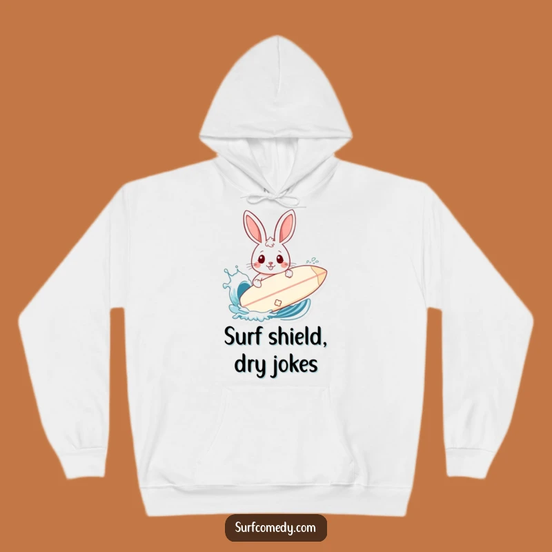 Funny Rabbit Surf Shield Hoodie - Cozy Hilarious Wave Protection Gift