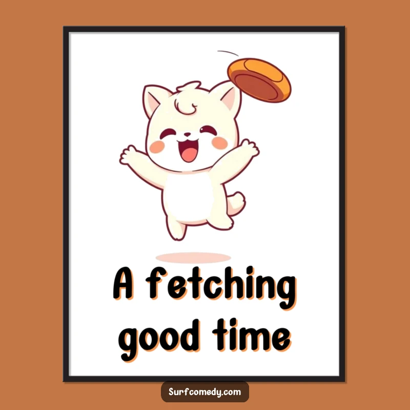 Funny Free Printable Wall Art: Joyful Kawaii Frisbee Catcher for Your Space!