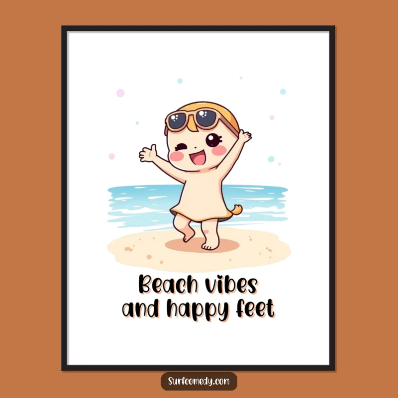 Free Printable Kawaii Beach Wall Art - Character Dancing Fun Decor Downloadable