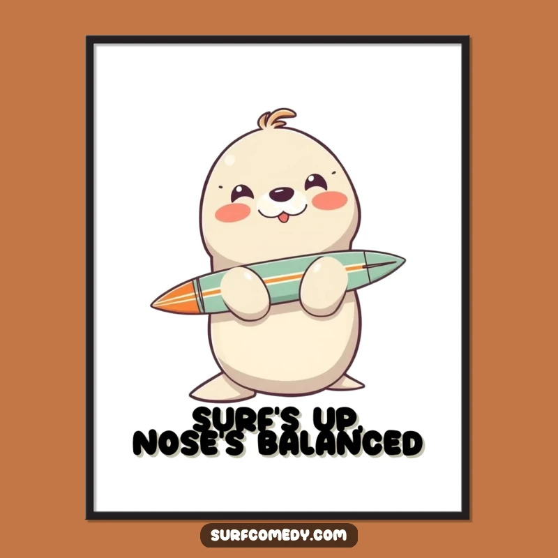 Free Printable Seal Surf Wall Art: Funny Downloadable Gift for Beach Lovers