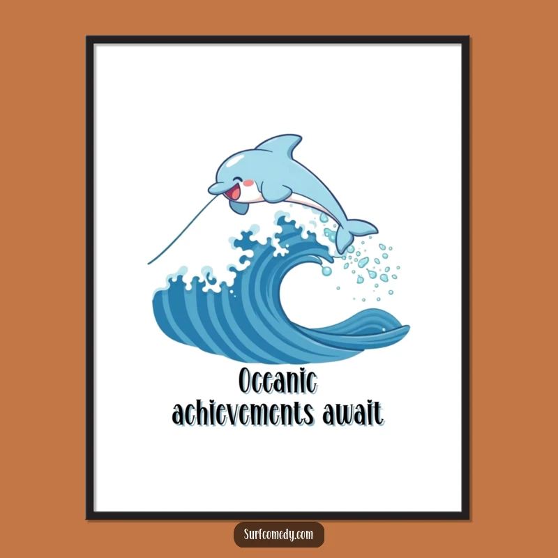 Free Printable Wall Art: Happy Dolphin Wave Jumping Funny Art Download