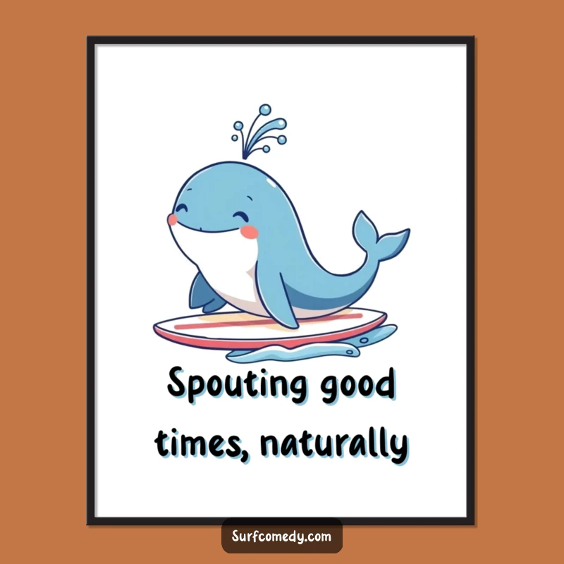 Free Printable Whale Surfing Art - Spouting Fountain Wall Decor Downloadable