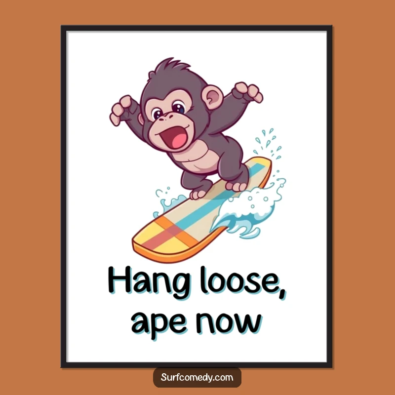 Funny Free Printable Wall Art: Gorilla Surfer Ocean Dive - Hilarious Downloadable Poster