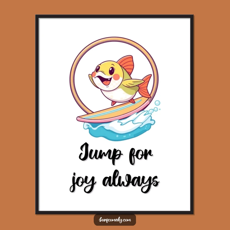 Free Printable Wall Art: Fish Hoop Surfer - Funny Downloadable Decor!