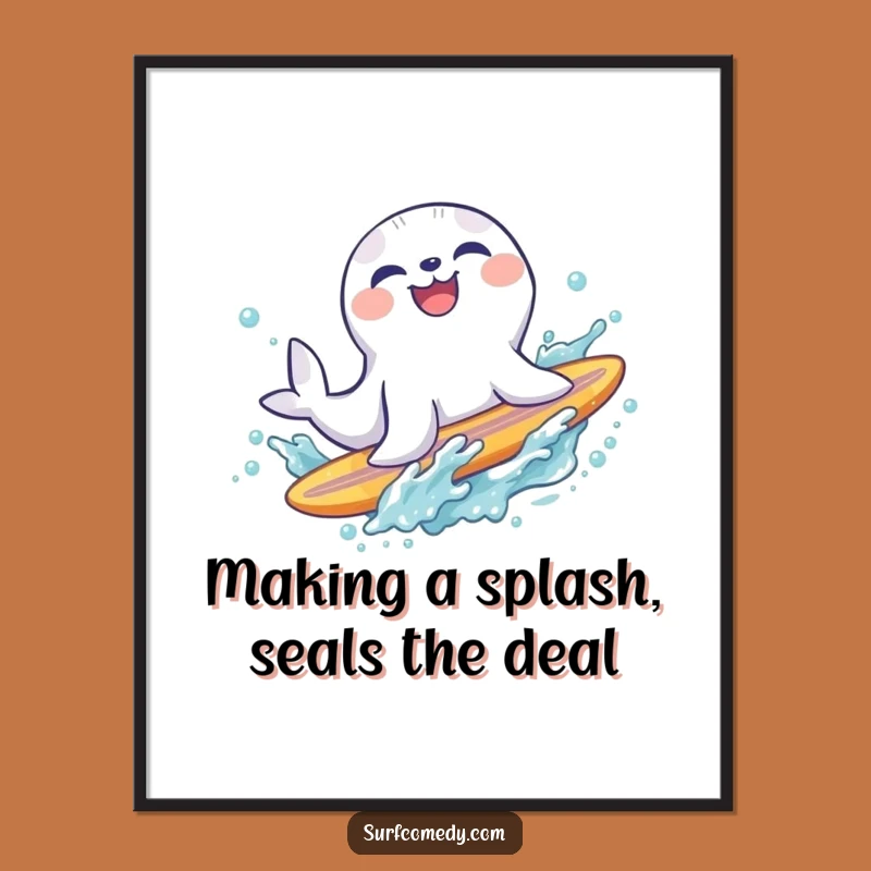 Free Printable Seal Splash Art - Laughing Seal Wall Decor Downloadable