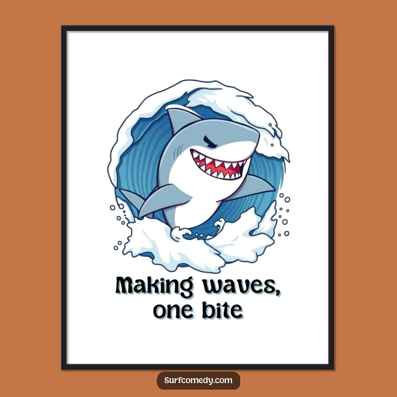 Free Printable Shark Surfing Art - Determined Grin Wall Decor Downloadable