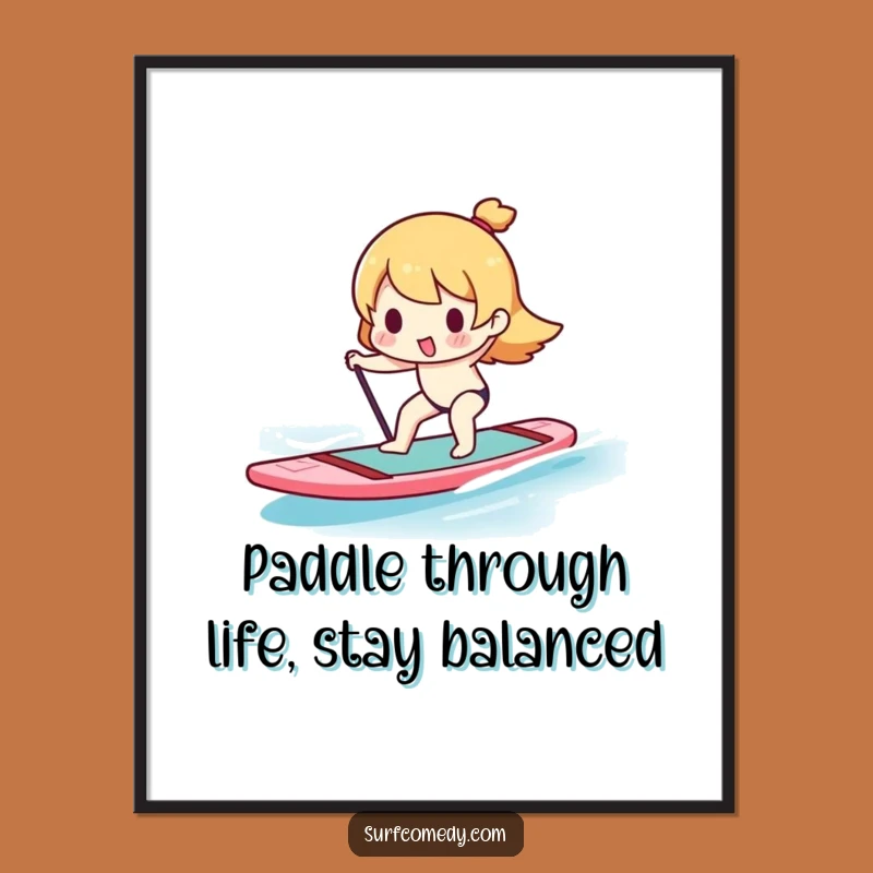 Free Printable Kawaii Paddleboard Wall Art - Character Balance Decor Downloadable